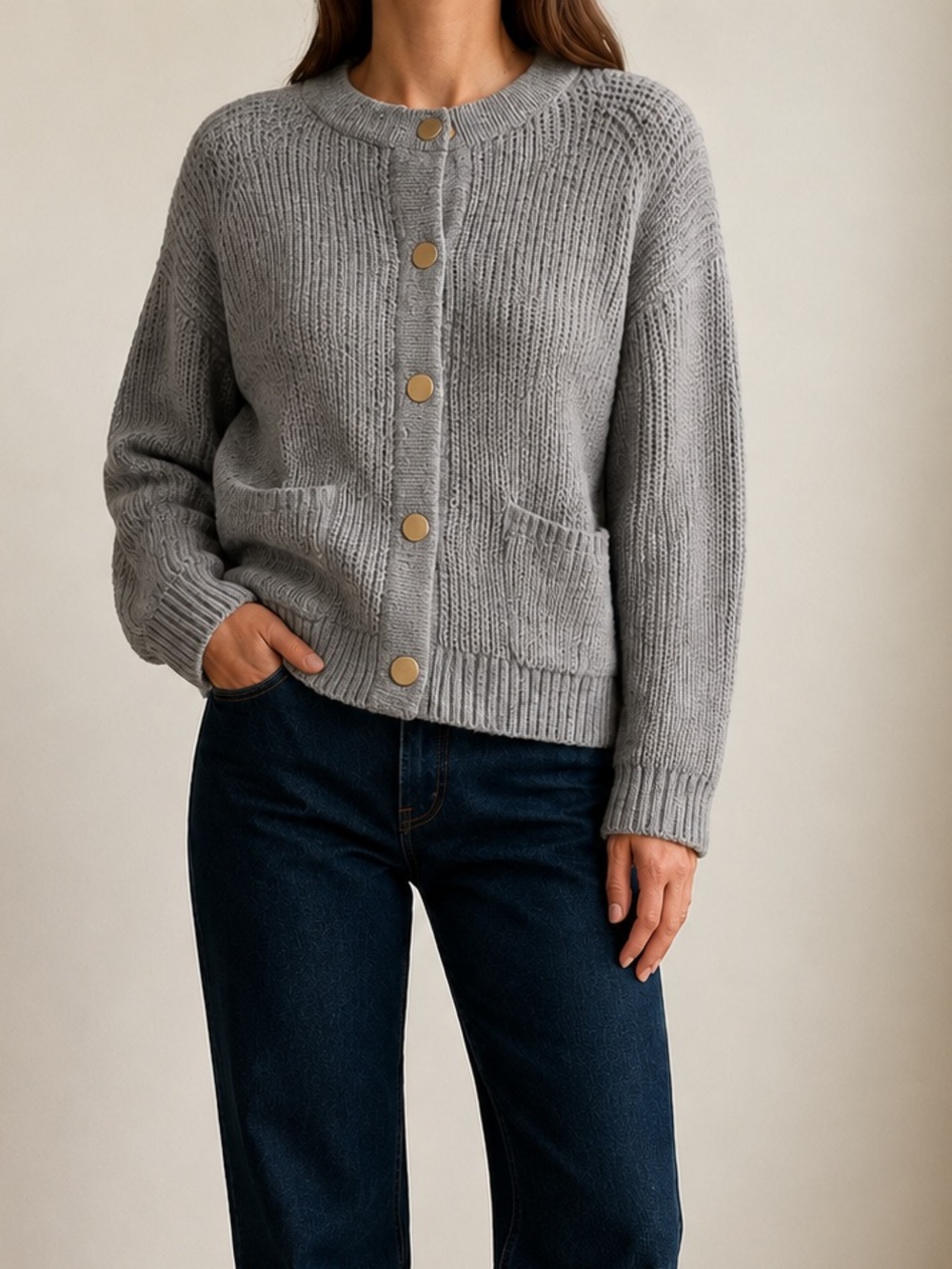 Abercrombie & Fitch Gray Knit Cardigan Sweater Size Medium
